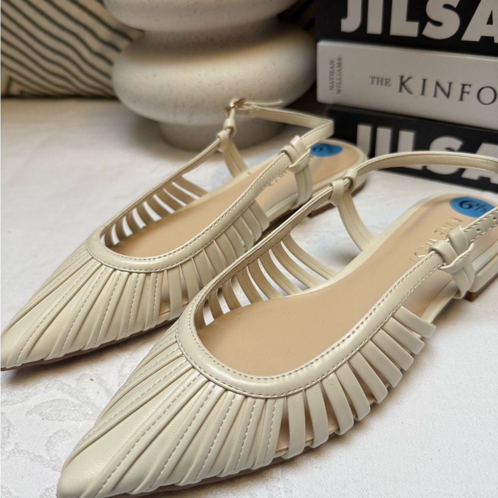 Nine West White Slingback Flats